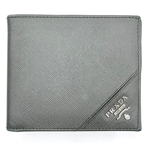 PRADA SAFFIANO Bi-Fold Wallet in Mercurio (Grey) BNIB - Picture 1 of 12